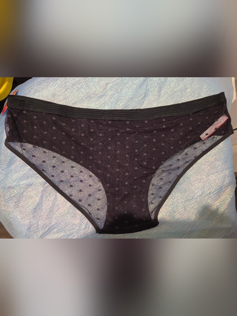 NWT 4X Sheer Black Polka Dot Bikini Briefs - Picture 2 of 2